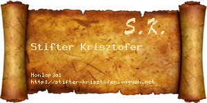Stifter Krisztofer névjegykártya